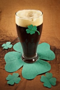 Dark beer on a shamrock